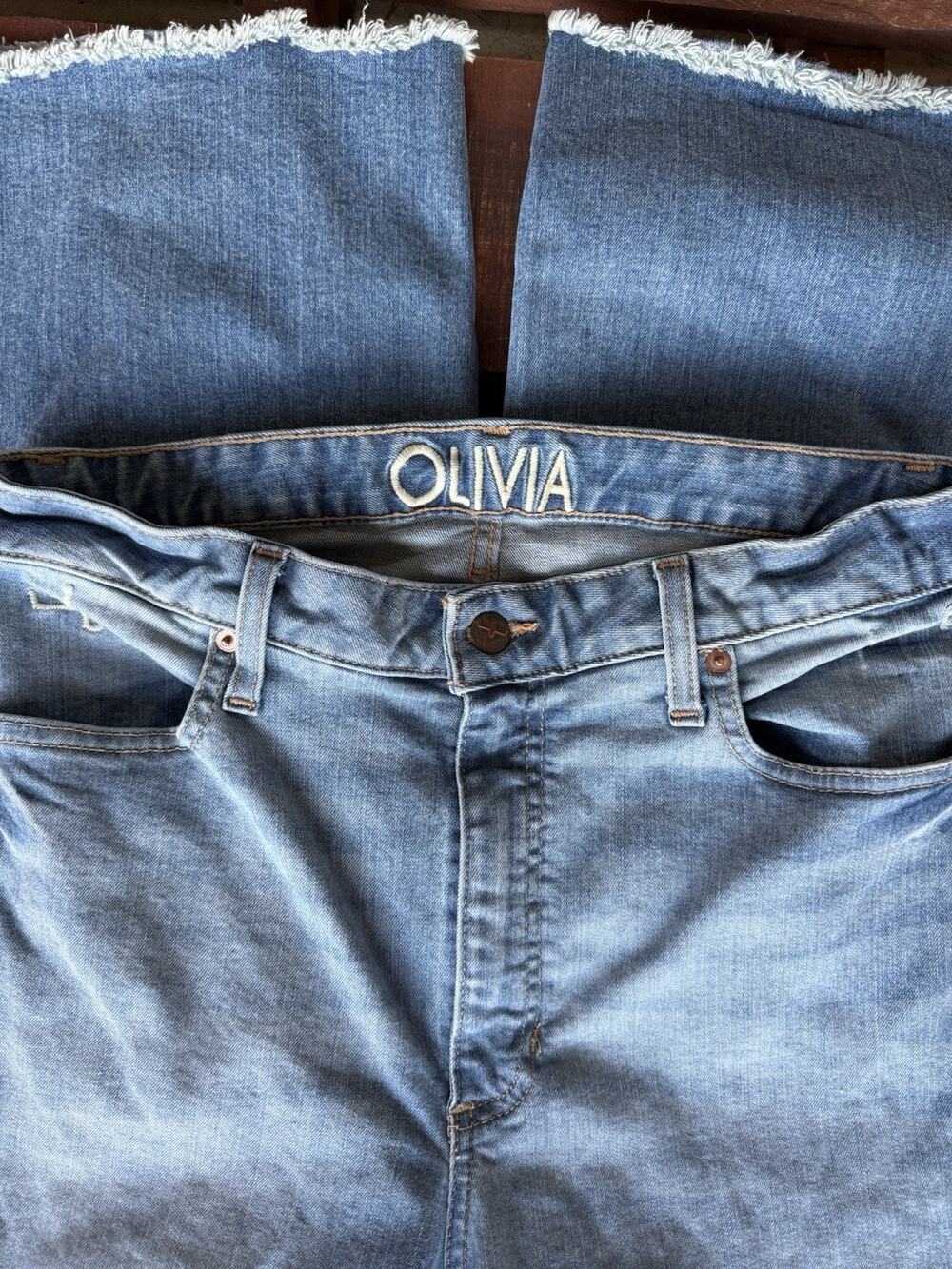 Kimes Ranch Olivia Jeans Womens Size 10/34 Medium Wash High Rise Raw Hem Stretch